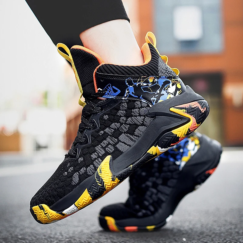 Breathable Mesh Basketball Shoes for Men Non Slip Basketball Sneakers Shock-Absorbant Outdoor Sneakers Basketball Training Shoes