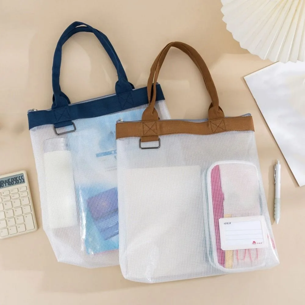 Large Capacity Handheld Project Bag with Handle Portable Mesh Document Storage Bag Lightweight Durable Minimalist File Folder