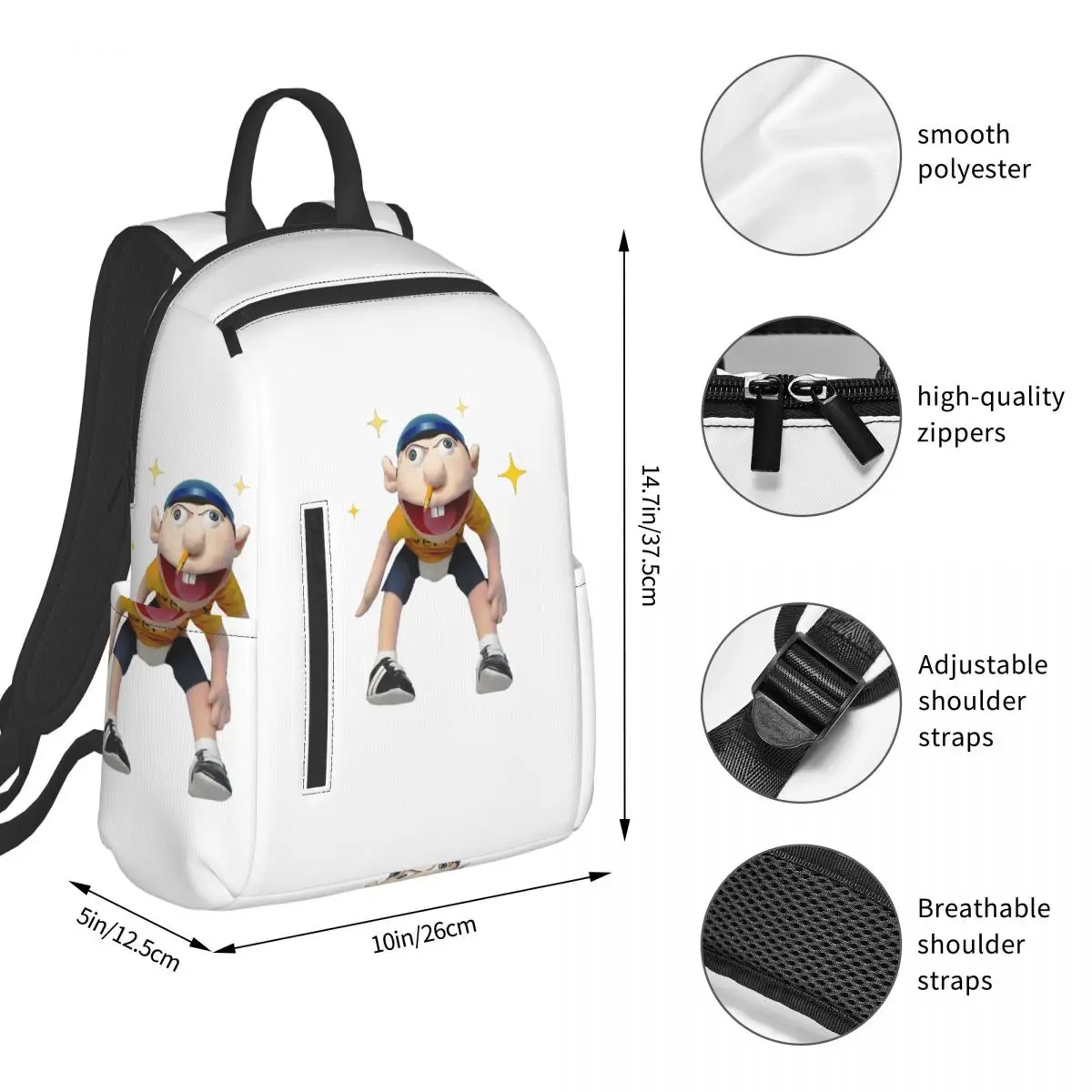 Sml Jeffy Rapper Backpack Student BookBag Kids School Bag Computer Shoulder Bags Boys Girls