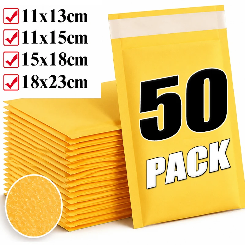 Kraft Paper Bubble Envelopes Bags Mailers Bubble Mailing Bag Yellow Self Seal Waterproof CushionPadded Shipping Envelope Pouch