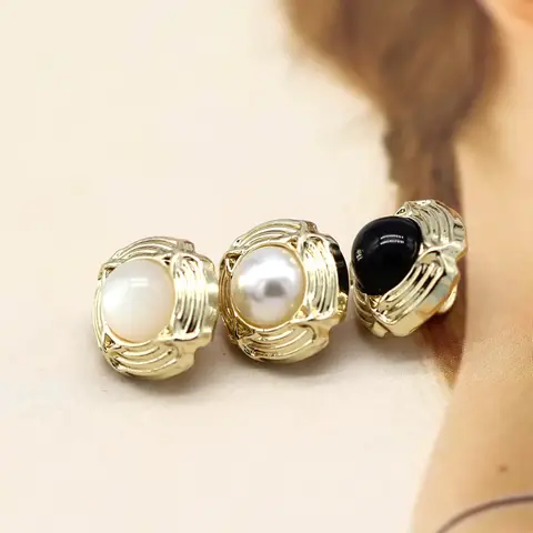 DOTOLLE 10 peças 11mm botões de pérola de metal dourado de luxo para roupas femininas camisa vestido de casamento blusa decorações artesanais