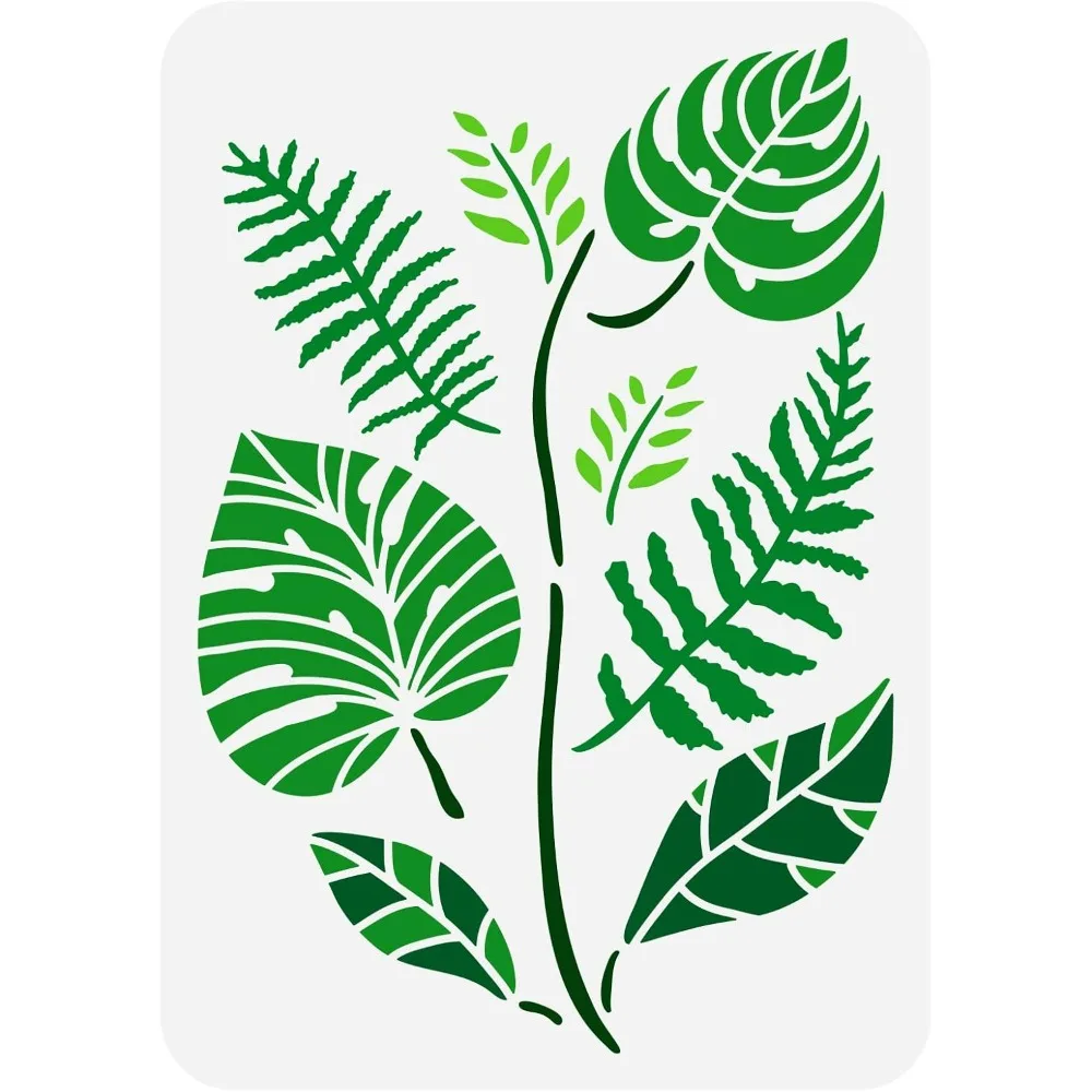 Palm Leaves Stencil 11.7x8.3 inch Large Reusable Wall Stencils Plant Leaf Art Craft Stencils PET Hollow Out Leaves Templates