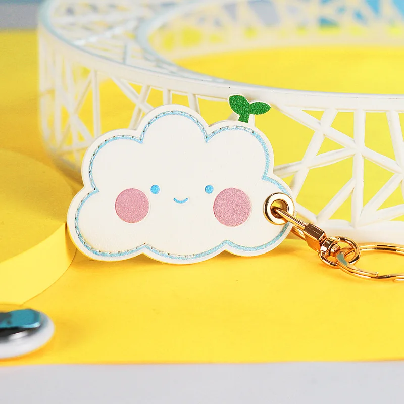Leather Keychain Holder Case for Apple AirTag Cute Protective Air Tag Cover Keychain Ring Anti-Scratch Finder GPS Tracker Case