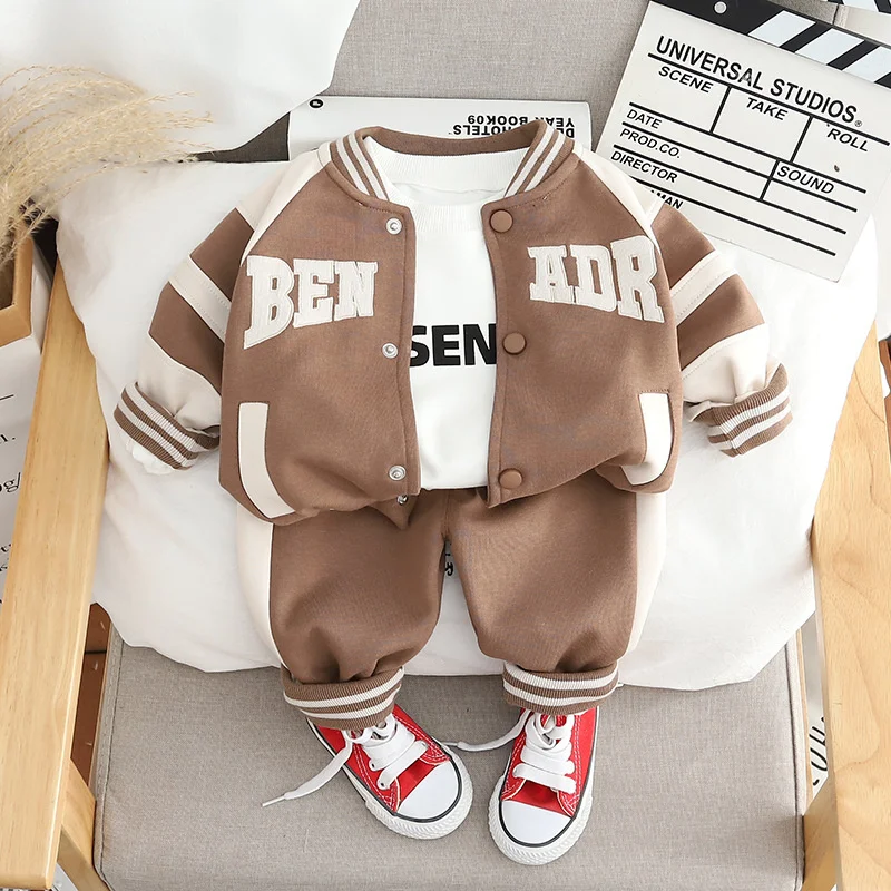New Spring Autumn Baby Clothes Suit Children Boys Jacket T-Shirt Pants 3Pcs/Sets Toddler Casual Sports Costume Kids Tracksuits