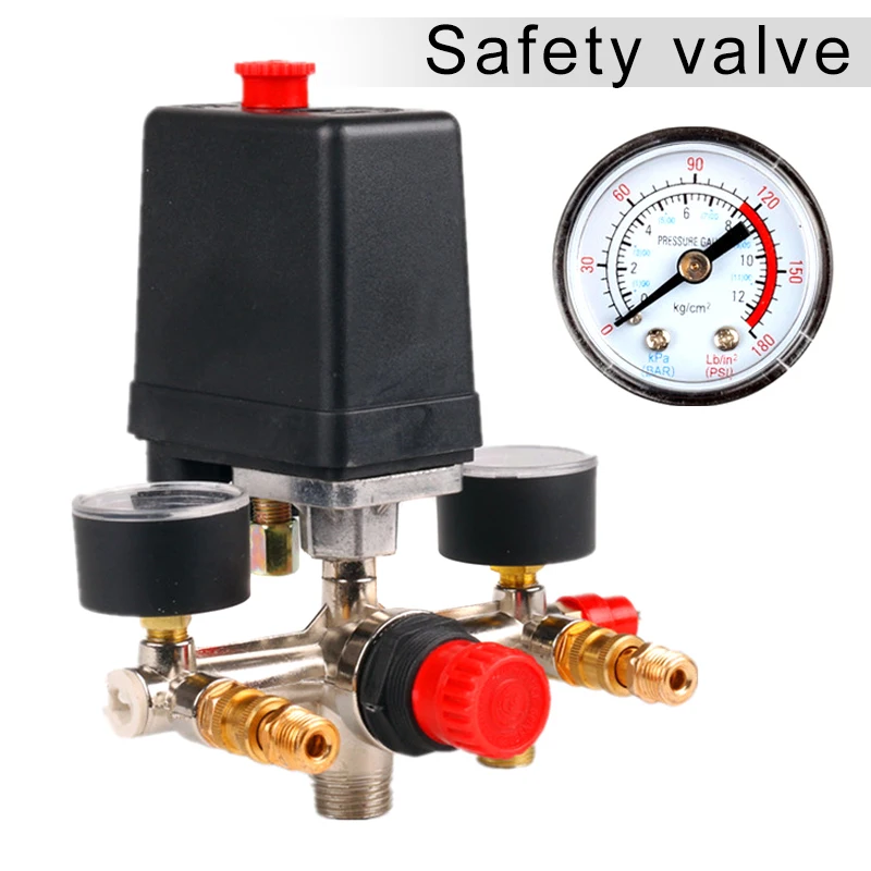 

90-120PSI Air Compressor Manifold Regulator Gauges Pressure Durable Switch Control Valve Switch Control Valve 90-120PSI