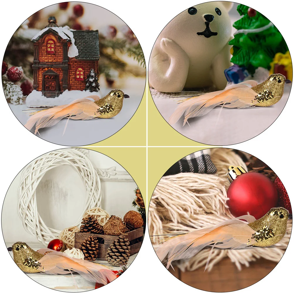 

6pcs Simulation Bird Sparrow Ornaments Froth Material Clips For Tree Decor Wedding Party Diy Home Decoration Artificial Birds