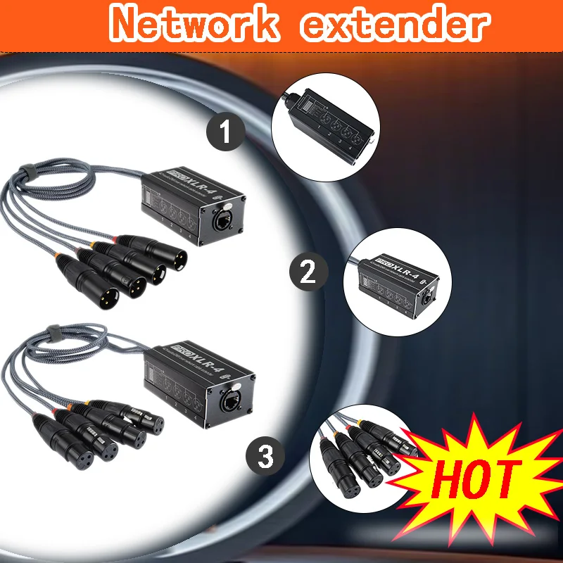 

1Pair RJ45 To XLR Audio Cable DMX Splitter For Snake Cable Network Extension Of Stage Or Studio Recording Male+Female