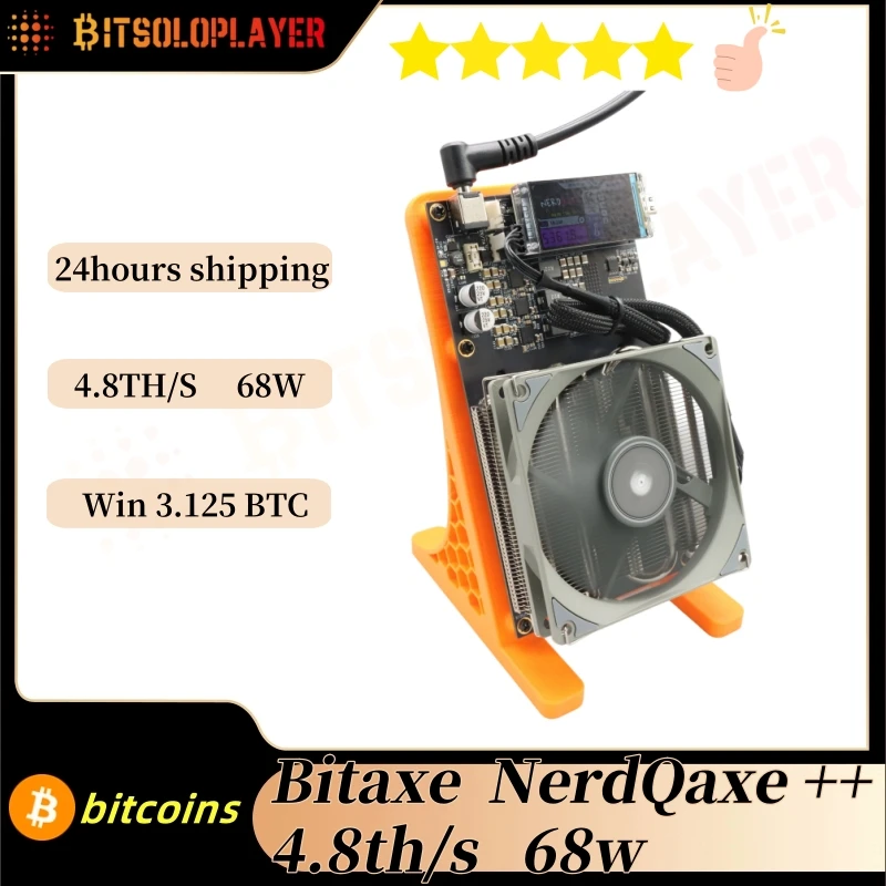 

NerdQaxe++ 4.8TH/s 68w Bitcoins Miner BM1370 Asic Chip Solo BTC miner With 120W power supply