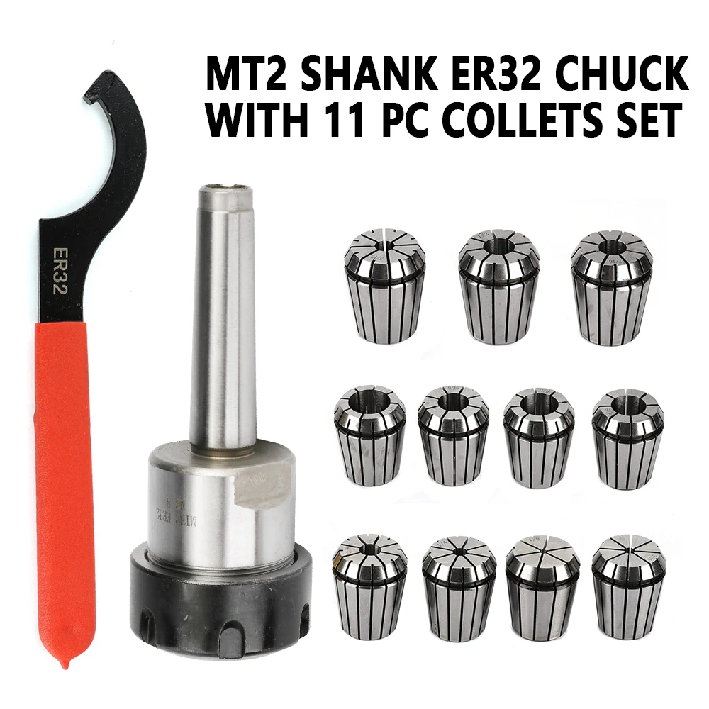 MT2 Shank & Spanner Fits Milling Machine 11 * Precision ER32 Collet Chuck Kit