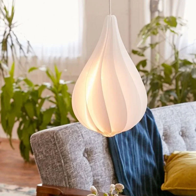 Nordic PVC Water Droplets Pendant Lamp For Study Bedroom Bedside Living Room Kitchen Bar Porch E27 Wave Chandelier Free Bulb