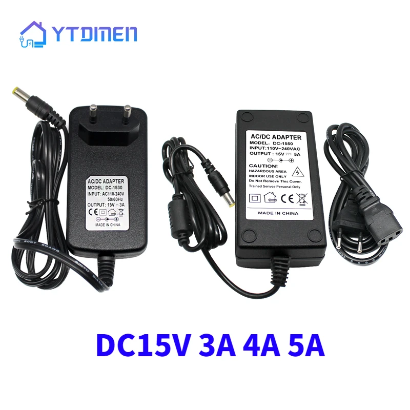 DC 15V Lighting Transformer AC 110V 220V Switching Power Supply 3A 4A 5A LED Power Adapter for CCTV LED lamp EU US Plug