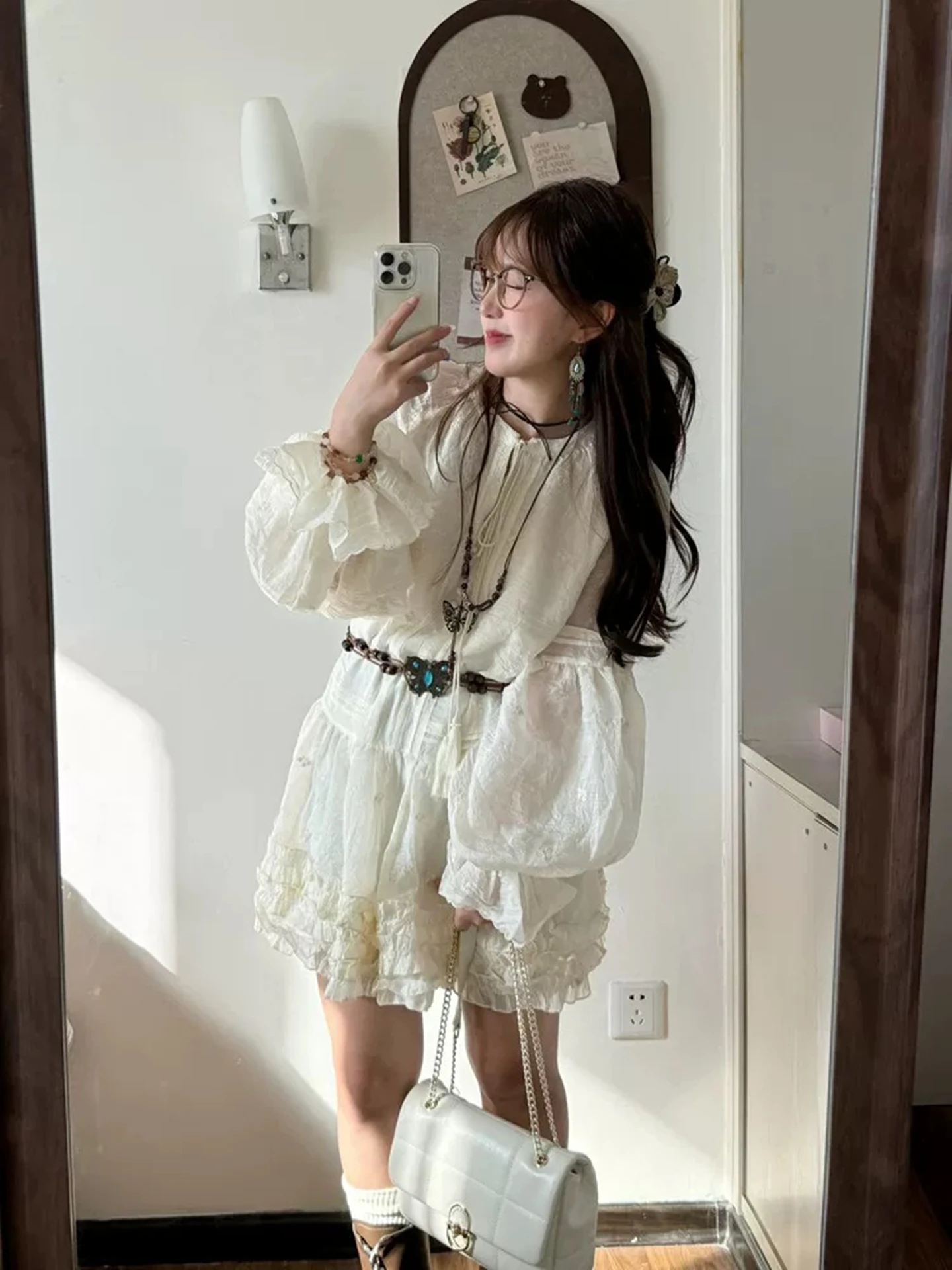 Abiti Abito da donna Kawaii Autunno Cupro Pieghettato a strati a vita alta Midi Orlo obliquo Personalità esotica artistica Telai a contrasto