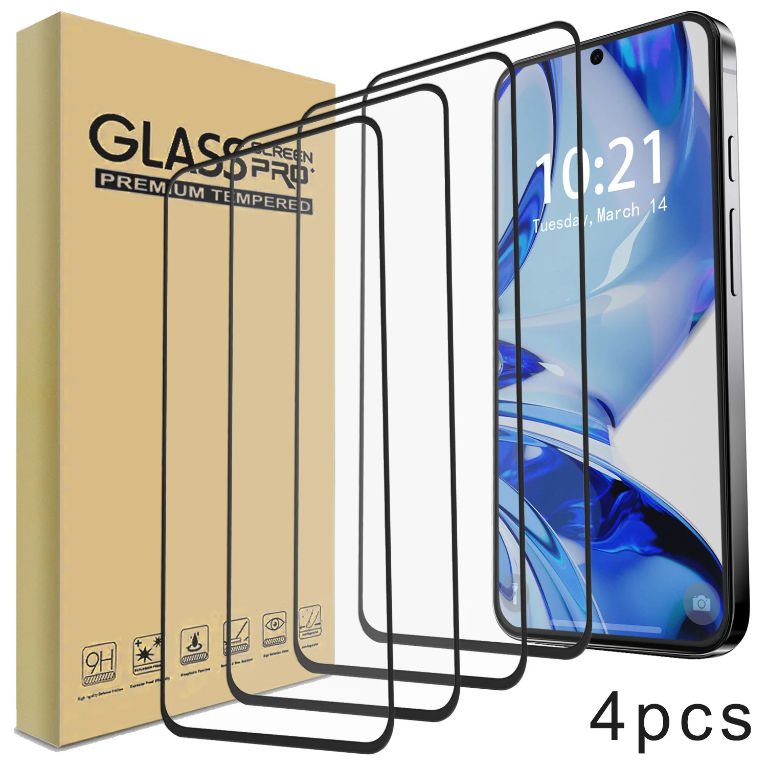 

4-Pack For Google Pixel 9/Pixel 9 Pro/9 Pro XL Case Friendly Full Coverage Clear Tempered Glass Screen Protectors