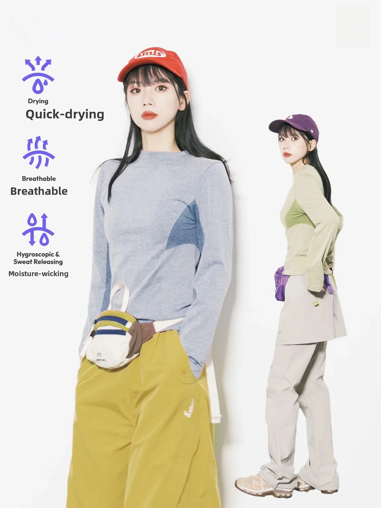 Women's Slim Fit Long Sleeve T-Shirt RCDB Outdoor Sporty round Neck Quick Dry Breathable Polyester Nylon Spandex Blend Tee