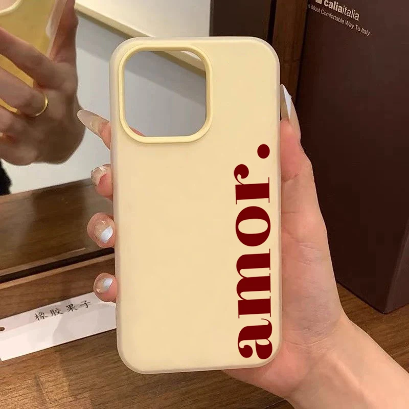 Red Amor. Letter Print Personalized Phone Case For Samsung Galaxy S26 S25 S24 S22 S21 Ultra Plus A54 A37 A56 Cover Jelly Bumper