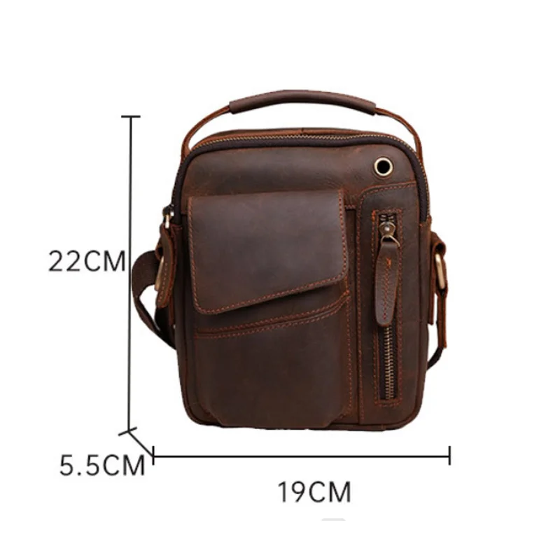 Men's Genuine Leather Shoulder Bags Multifunction Business Travel Crossbody Packs Large Capacity Sling Messenger for Male Female