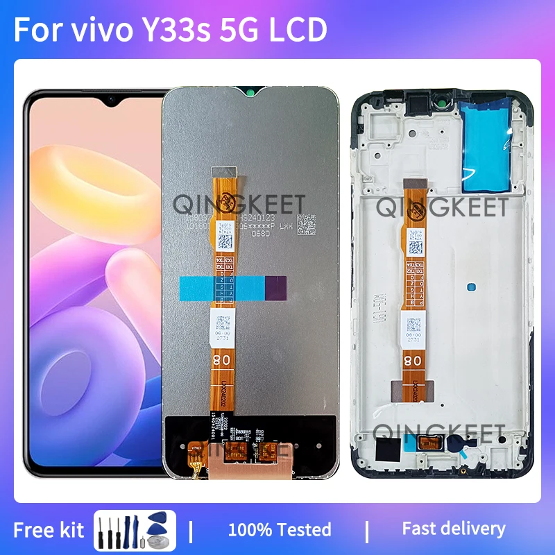 

6,51 "для vivo Y33s 5G LCD дисплей для vivo Y33s кодирующий преобразователь сенсорного экрана в сборе LCD с рамкой IPS LCD