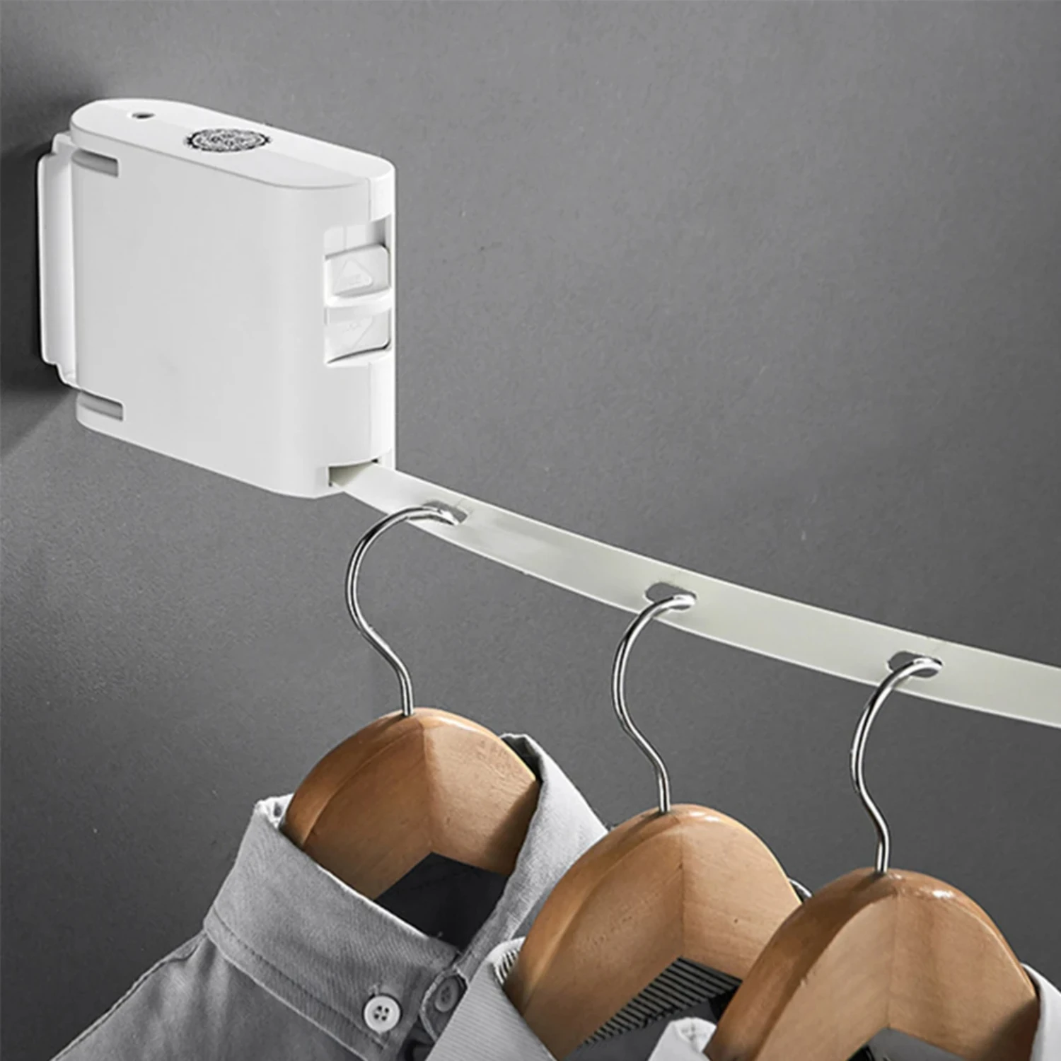 Retractable Clothesline Drying Line Wall Mounted Laundry Hanger Rotatable Clothes Hanger Rope Towel Rack Bathroom Clothes Dryer