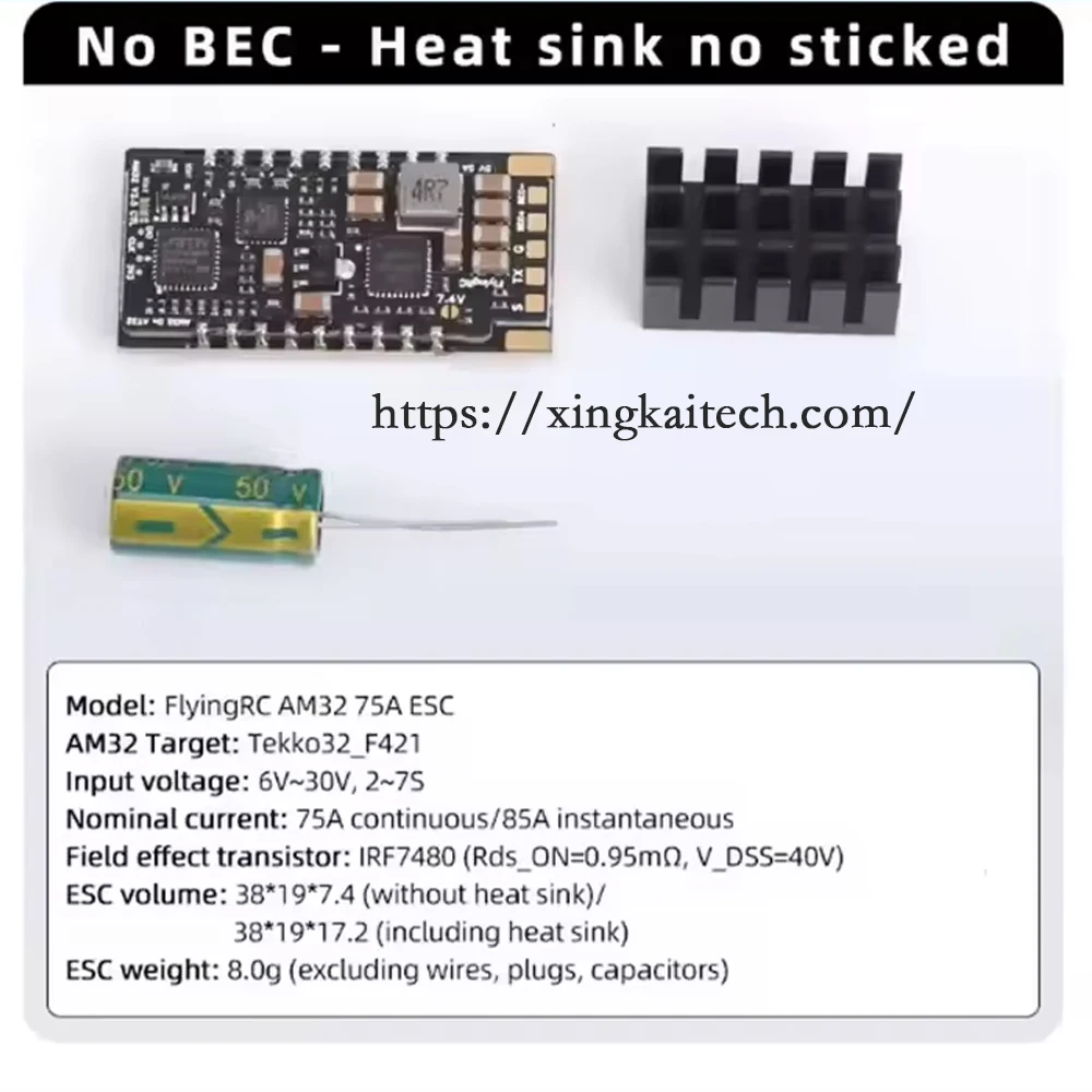 Flyingrac AM32 Elektrische bediening 75A Enkele eenheid Borstelloze elektrische bediening BEC Vaste vleugel Voertuig- en vaartuigmodel Metaal afgedicht