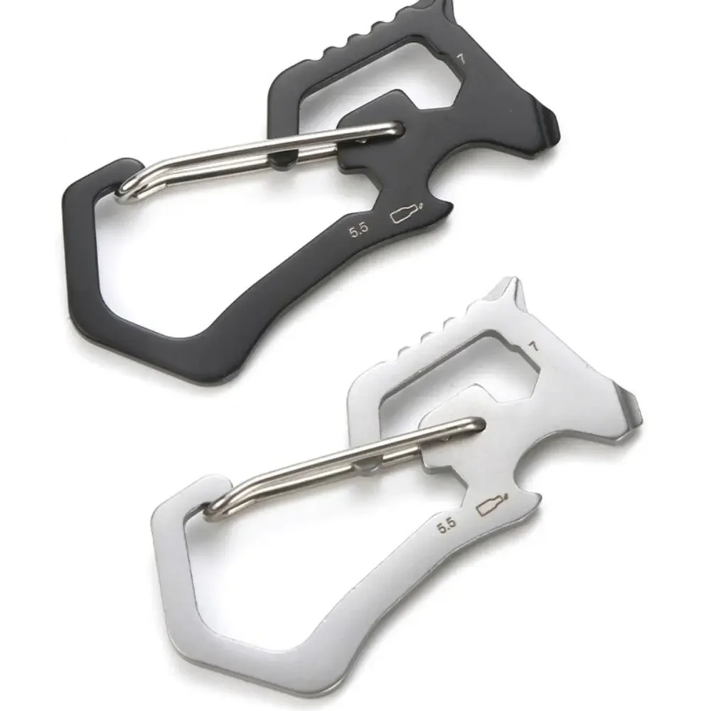 

New Stainless Steel Card Bottle Opener Multi-functional Small Tool Mountaineering Buckle Portable Outdoor Camping Keychain