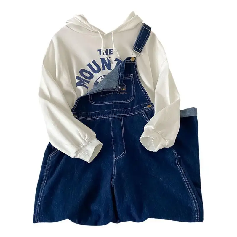 Jumpsuit Women\'s Jeans Rompers 2023 New Retro Bib Pants Loose Denim Overalls Female Casual Fashion Large Size Wide-leg Overalls