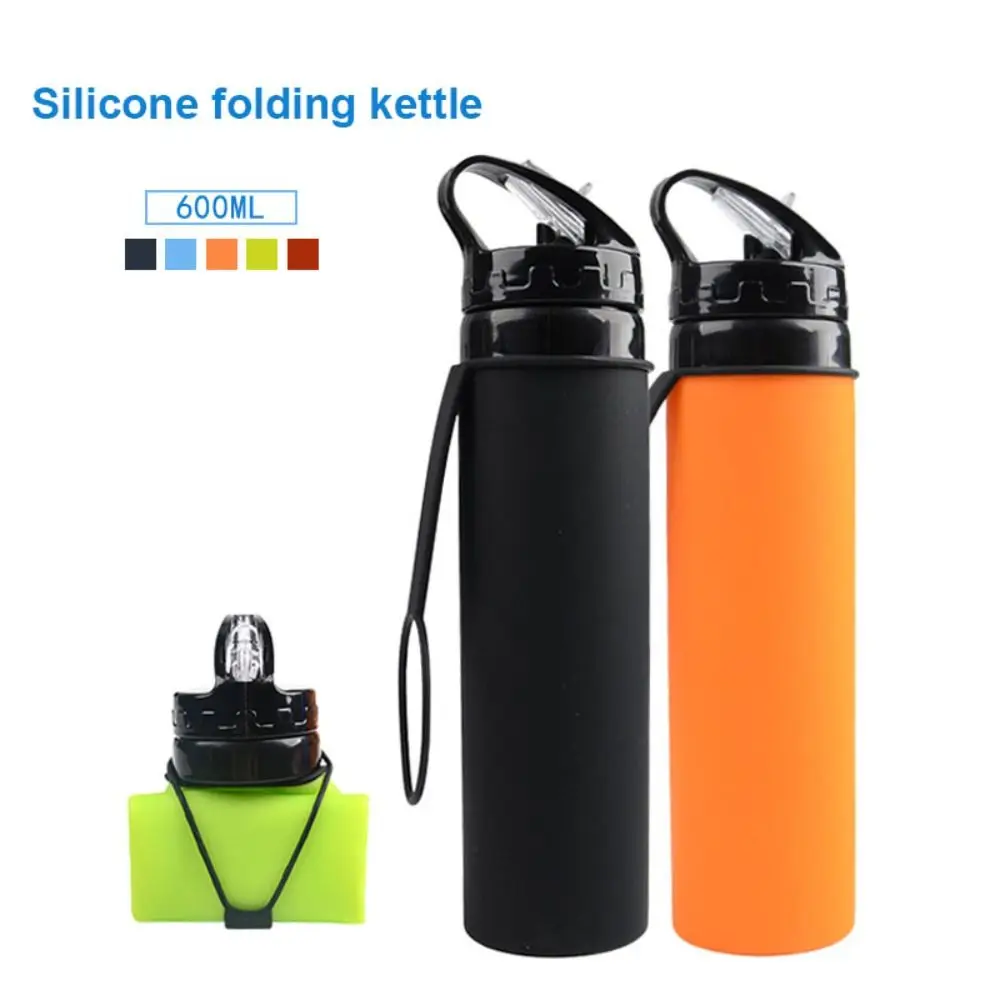 600ml Silicone Foldable Water Bottle Environment Protection Leakproof Outdoor Sports Water Bottle Shatterproof Portable