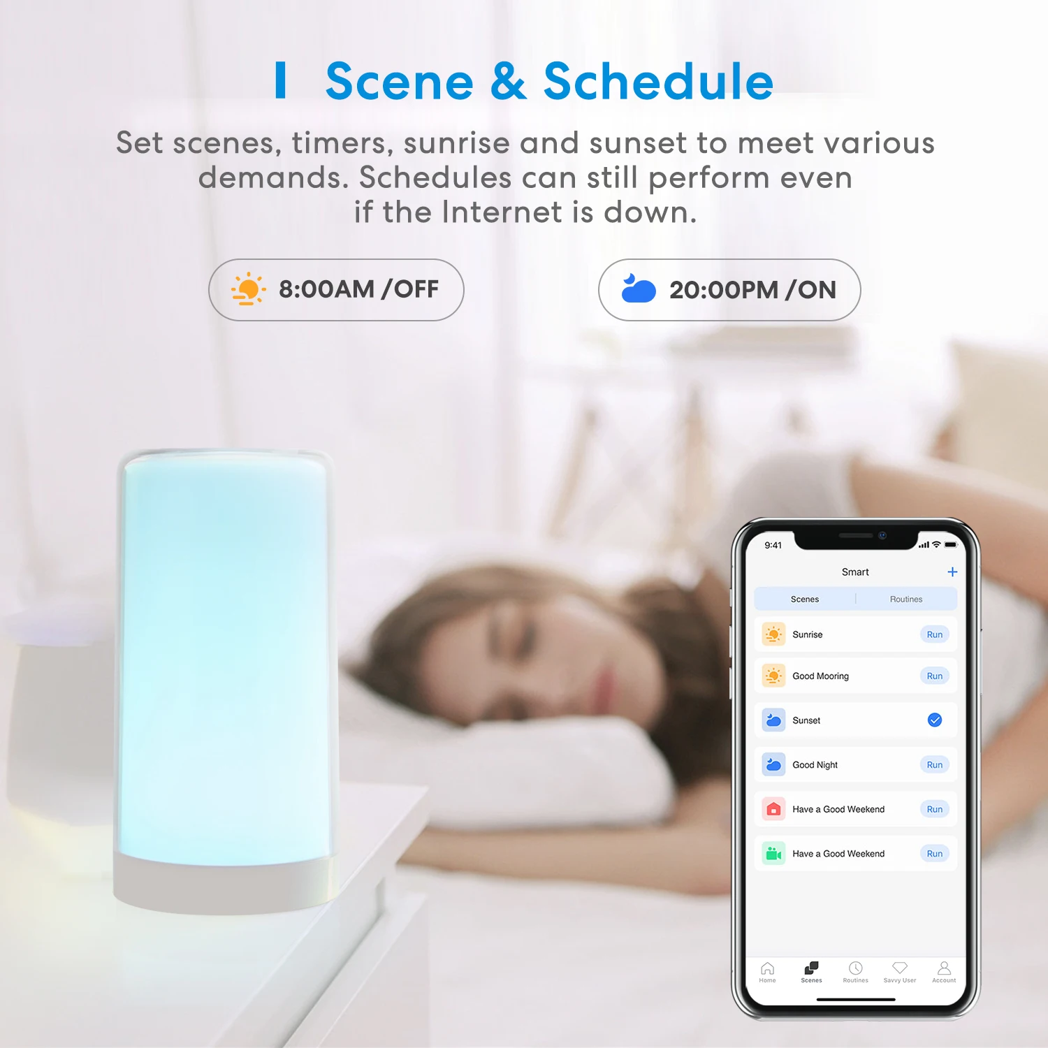 Meross HomeKit Smart Wi-Fi Table Lamp Ambient Light Dimmable RGB Colorful Bedside Lamp Work With Alexa Google Home SmartThings