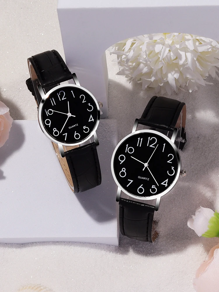 ساعة كوارتز رقمية مع قلادة قلب مغناطيسي أسود ، قرص ، حزام ، مجموعة ساعات نسائية ، 4 k #5