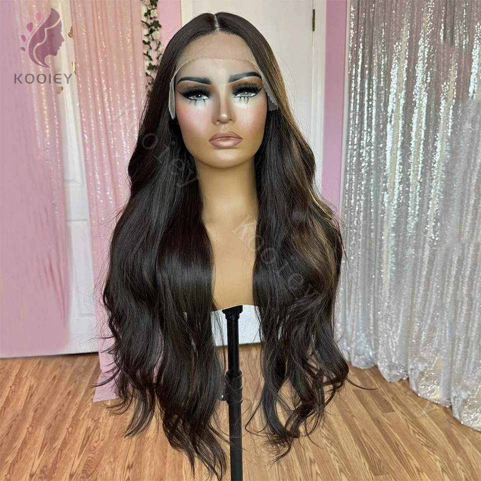 #2 Darkest Brown 13x4 Lace Front Human Hair Wigs For Women Preplucked With Bleached Knots Natural Wave 5x5 Silk Top Closure Wigs