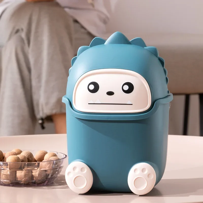 Ins Desktop Small Trash Bin Waste Bin Bedroom Home Cute Trash Can with Lid Kitchen Bin Bathroom Room