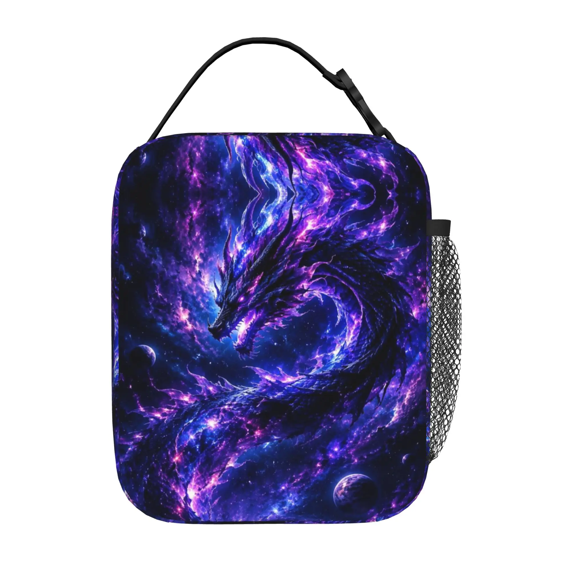 Back to school season  Picnic Bag Purple Galaxy Nebula Space Dragon Graphic Fashion Good Quality Daily Snack Storage Lunch Bag
