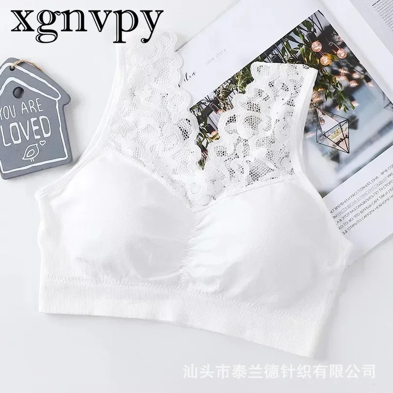 xgnvpy Lace Plus Size Comfortable Seamless Back Bra Wrapped in Bra Without Steel Ring Bra Inner Pair Underwear for Women