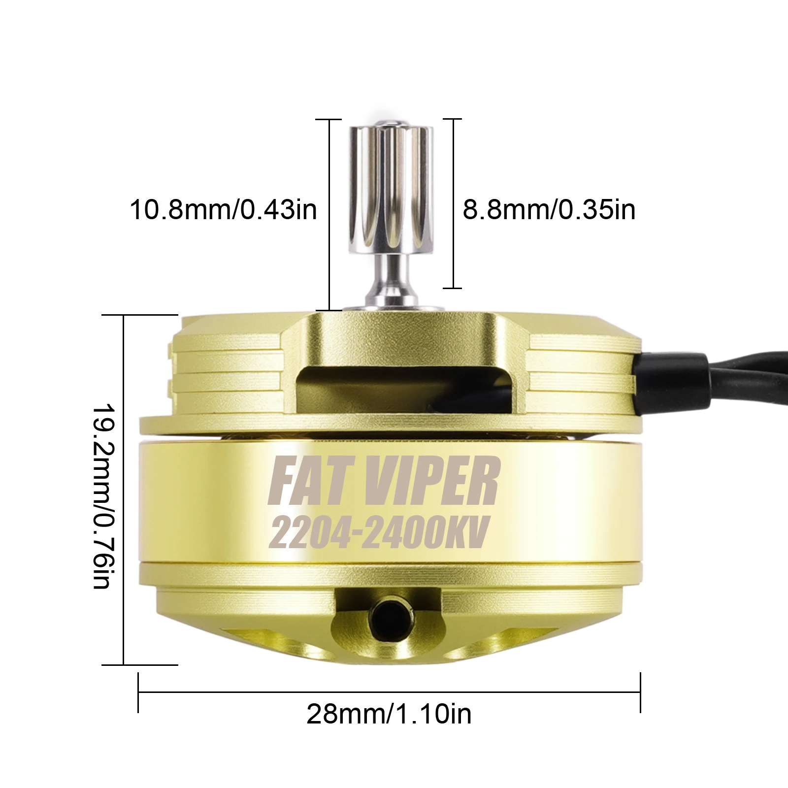 INJORA Fat Viper Gold Edition 2204 Brushless Outrunner Motor for 1/18 TRX4M