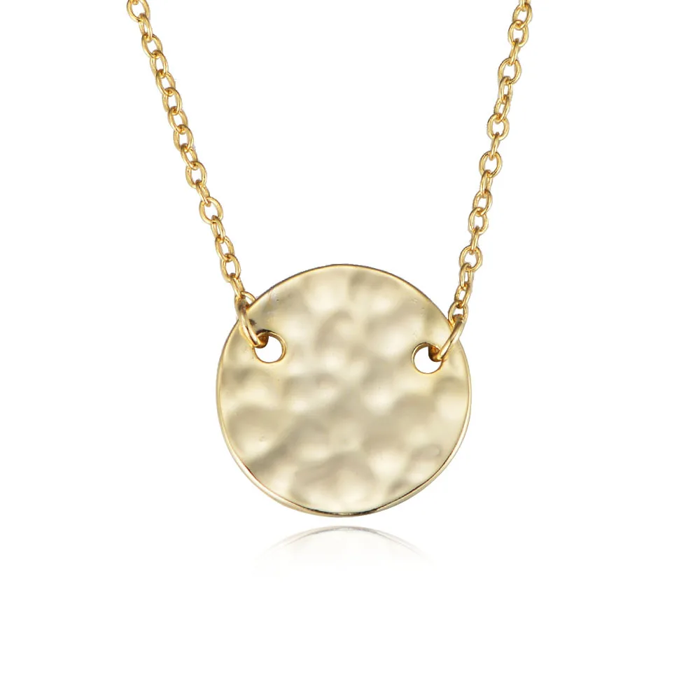 S925 فضة خمر مطروق عملة Lockbone سلسلة قلادة للنساء الفاخرة الحد الأدنى Ins جولة القرص مجوهرات #1