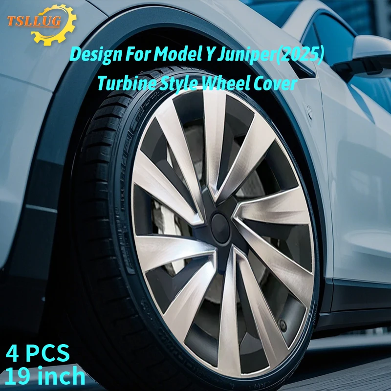 

4PCS for New Model Y 2025 Juniper 19in Turbine Style Hubcap Rim Cover Accessories Hub Cap Automobile Wheel Cap for Tesla