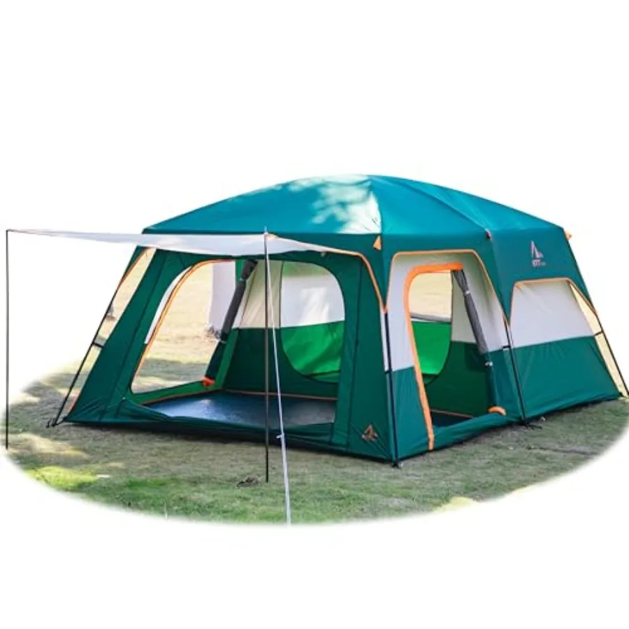 

Extra Large Tent 10-12-14 Person Family Cabin Tents 2 Rooms 3 Doors 3 Windows Mesh Straight Wall Waterproof Double Layer Big Te