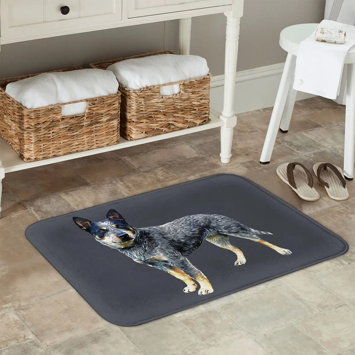 Azul heeler cão de gado australiano antiderrapante capacho tapete lavável para entrada da cozinha casa quarto footpad esteiras