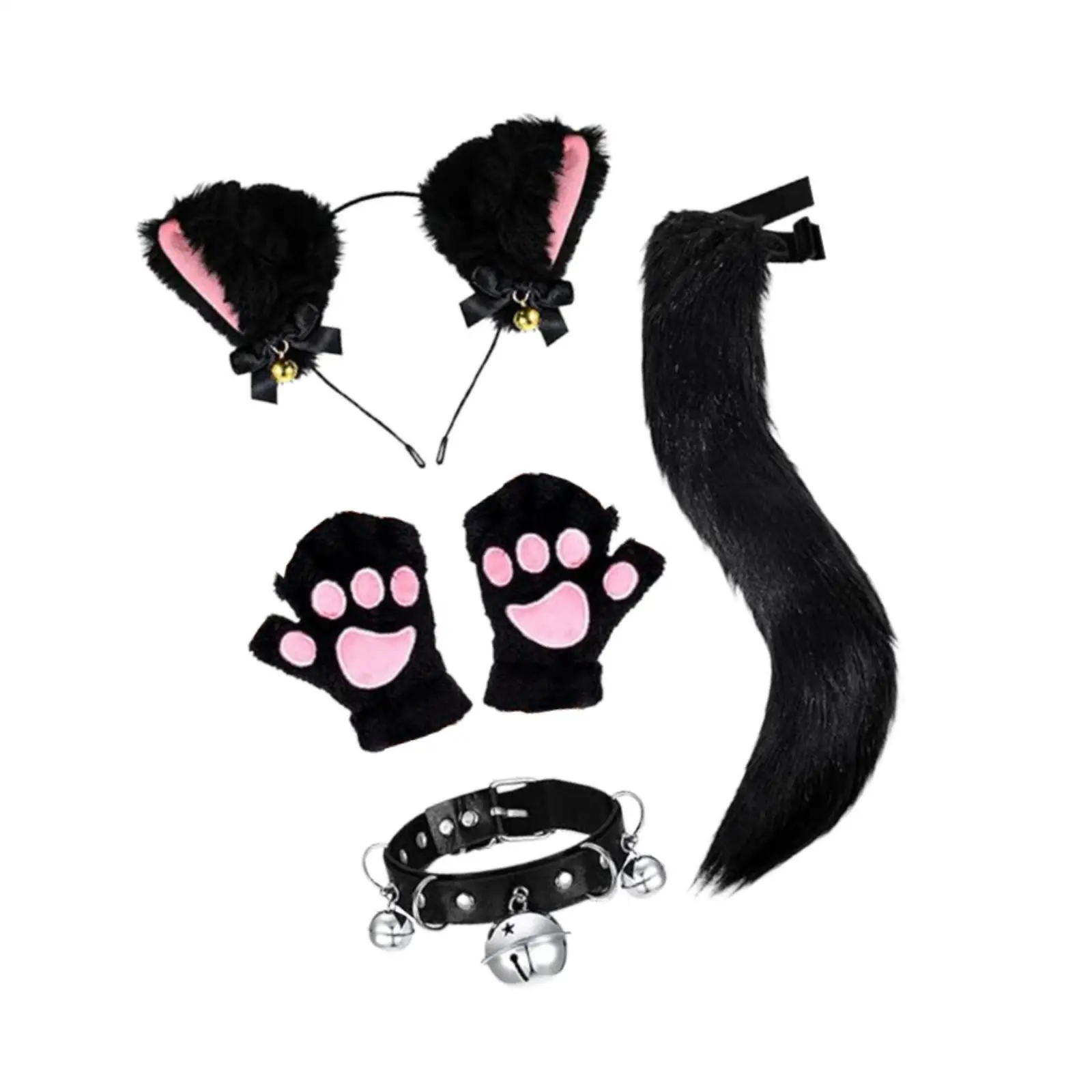 Adult Fox Cosplay Costume Set Plush Ears Tail Gloves Fancy Dress Halloween Party Stage Show Props