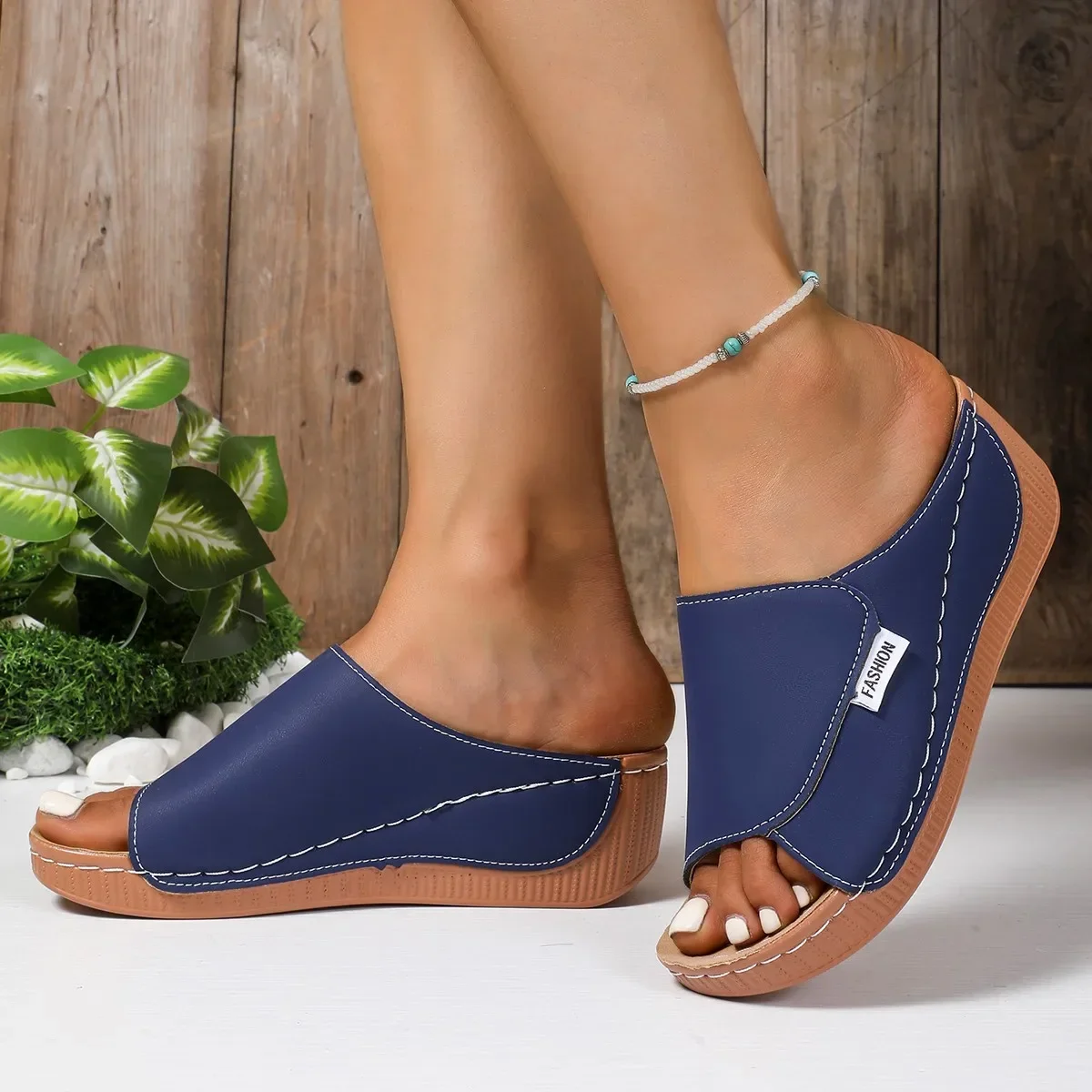 Sandali estivi Scarpe da donna Scarpe da passeggio con plateau Sandali slip on Scarpe da donna con zeppa da donna Pantofole da donna da spiaggia Calzature