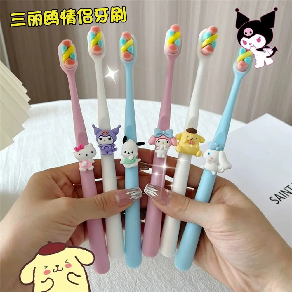 Sanrio Kuromi Kawaii Soft Bristle Toothbrush Couple Model Girl Heart Children Adult Cartoon Cinnamon Dog Nano Soft Bristle Brush