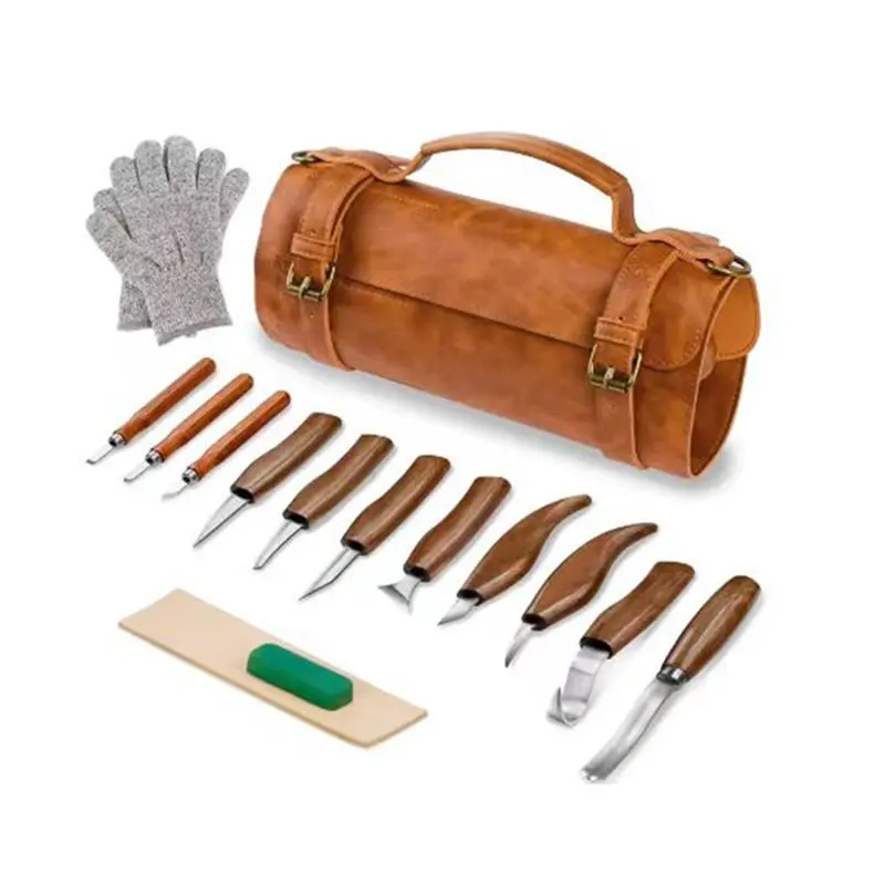GOOD-15Pcs Wood Carving Tools With Storage Bag- Wood Carving Kit, Wood Whittling Tools-Woodworking Tools Hobbies For Beginners