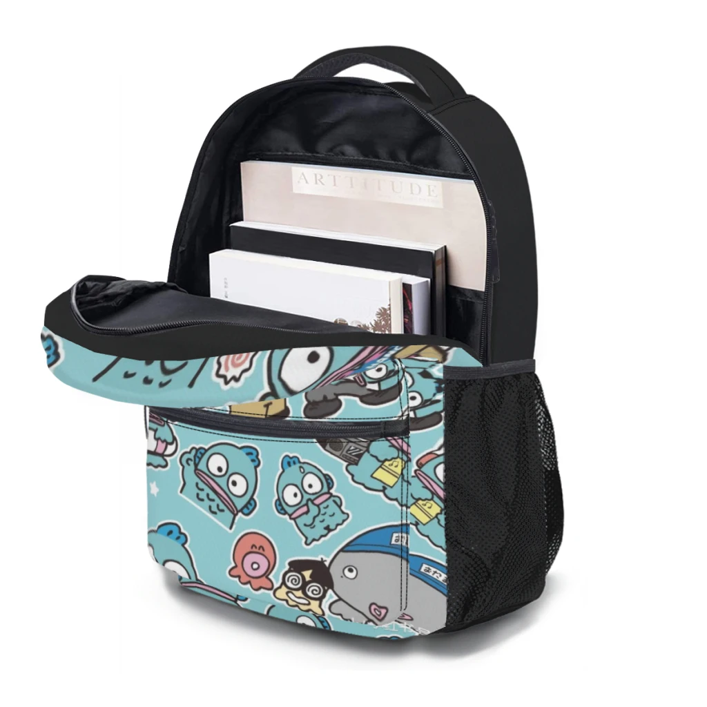 Mochila Clownfish Grande Capacidade, Trendy Book Bag, Multi-bolsos, Ajustável, 17"