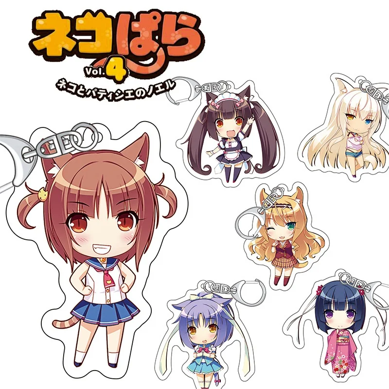 Chocola Vanilla Popular Anime Nekopara Peripheral Transparent Acrylic Keychain Backpack Pendant Comic Exhibition Gifts 6cm