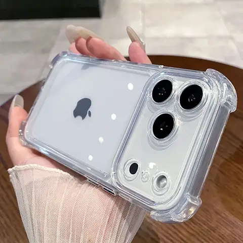 Luxury Shockproof Clear Phone Case For iPhone 17 16 15 14 13 12 11 Pro X XR XS Max Plus Air Soft Transparent Bumper Cases Cover