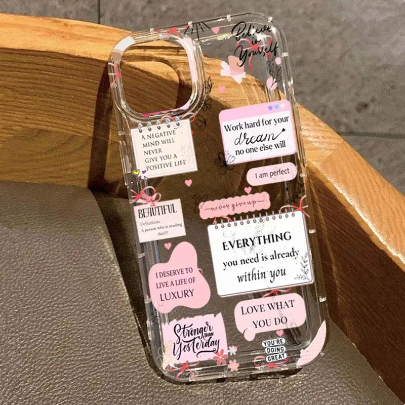 

Slogan Pattern Simple Thickened Anti-Fall Phone Case For iPhoner 17 16 Pro Max Cases iPhone 15 14 13 12 11 XS 7 8 Plus 16e Cover