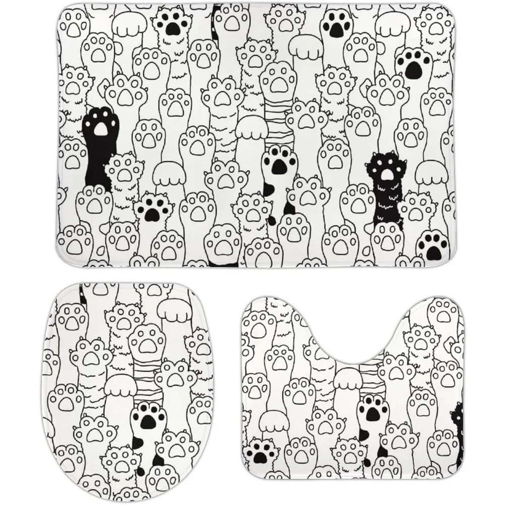 

Набор ковриков для ванной с собачьей лапой, мягкие удобные коврики для ванной комнаты из 3 предметов, нескользящие коврики для унитаза, легко сохнуть для напольных ковриков