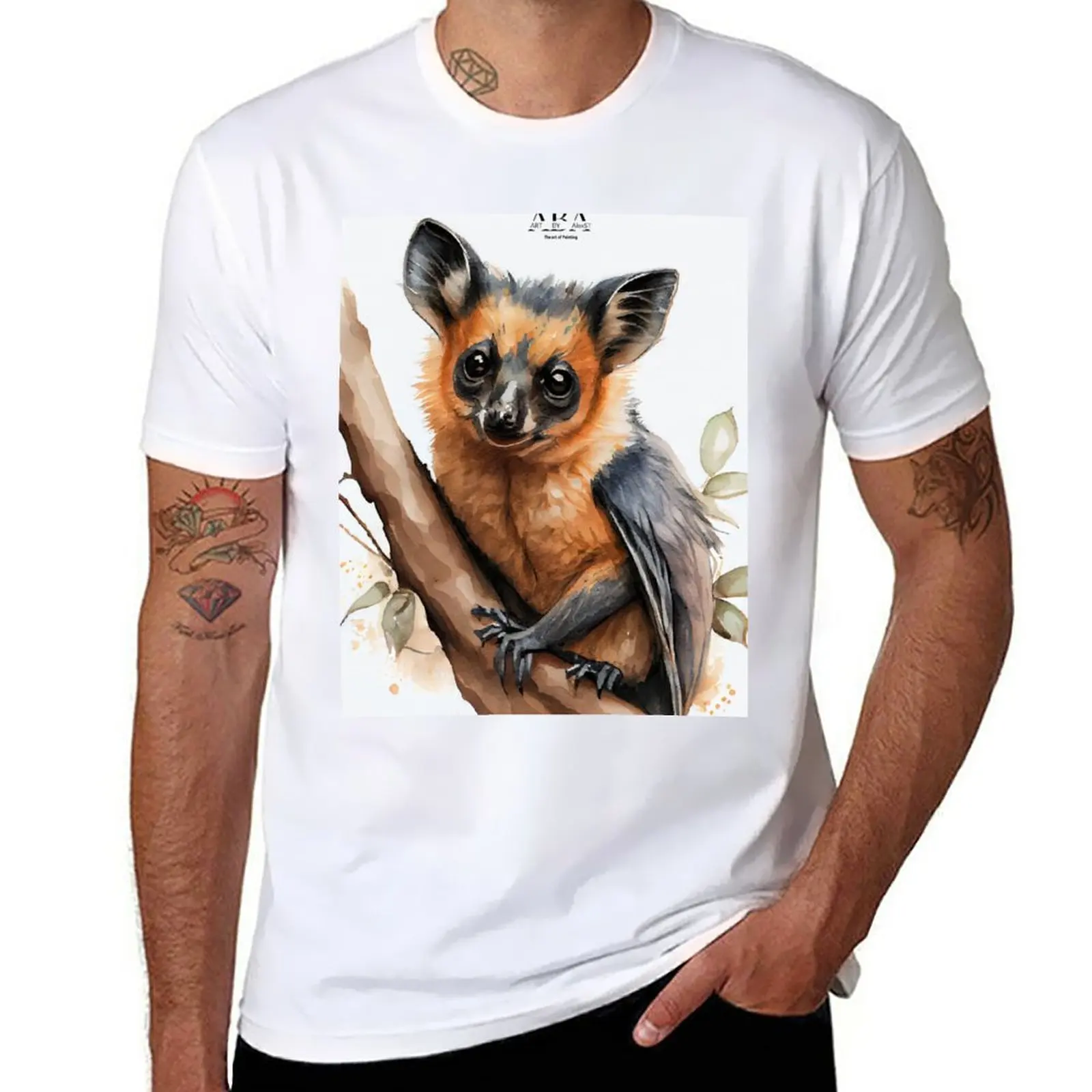 New Australian terrestrial Spectacled Flying-Fox - Watercolor Paint T-Shirt tees plus size t shirts plain t shirts men