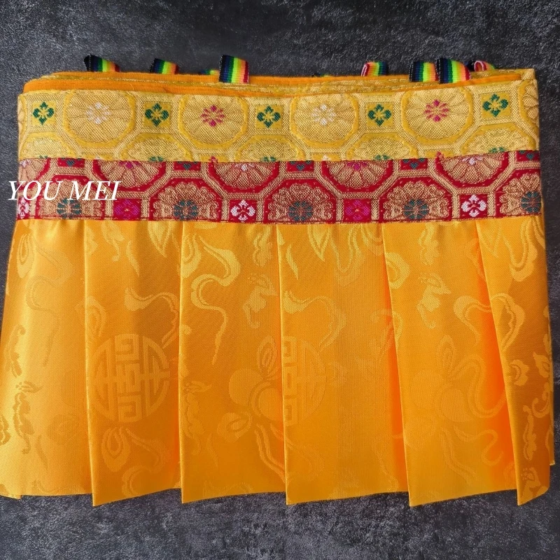 Tibetan-Style Yellow Victory Curtain,4.9 m Prayer Flag Hanging Banner,Buddhist Hall Auspicious Arrangement Hanging Decoration