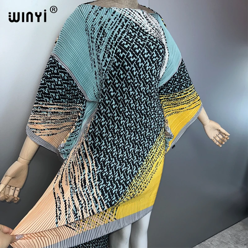 Sukienka WINYI plisowana elastyczna uniwersalny rozmiar asymetryczna luźna sukienka boho szlafrok damski Vestidos wakacyjna elegancka suknia wieczorowa abaja