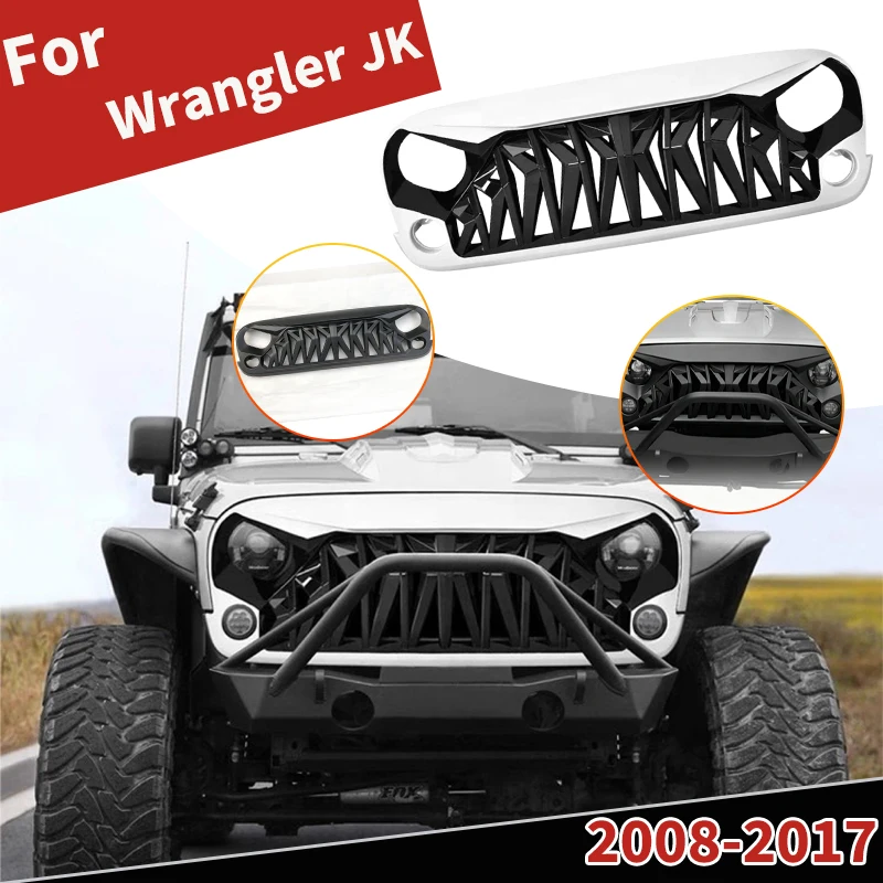 

Передняя решетка капота для Wrangler JK 2008 2009 2010 2011 2012 2013 2014 2015 2016 2017 Racing Grills Защитная крышка в стиле акулы